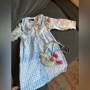Colorful Textured vintage quilt Dress 3t only